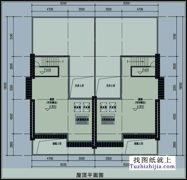 290平方米農村實用的二層雙拼全套房屋施工設計圖16x18米