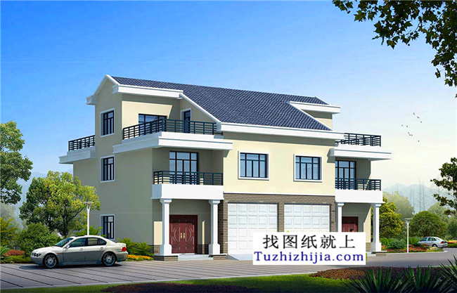 200平方米广东新农村兄弟合建三层双拼房屋设计方案1614米_双拼别墅