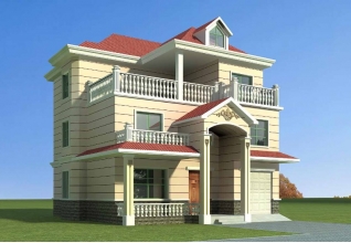 153平方米自建三层别墅设计建筑图纸带外观，13x12米