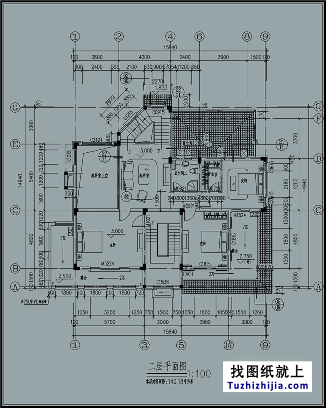 200平方米三層豪華歐式別墅房屋設計cad圖紙16x15米