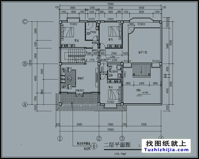 米農村三層房屋效果圖及施工設計圖16x13米_三層別墅設計圖_圖紙之家