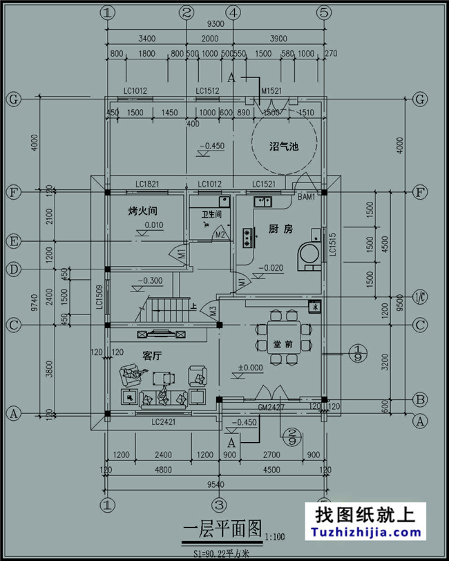 90平方米徽派风格三层别墅施工建筑设计图纸大全,9x10米