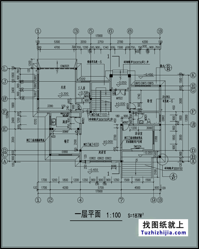 220平方米带地下室的农村三层别墅建筑设计图纸带外观,17x13米