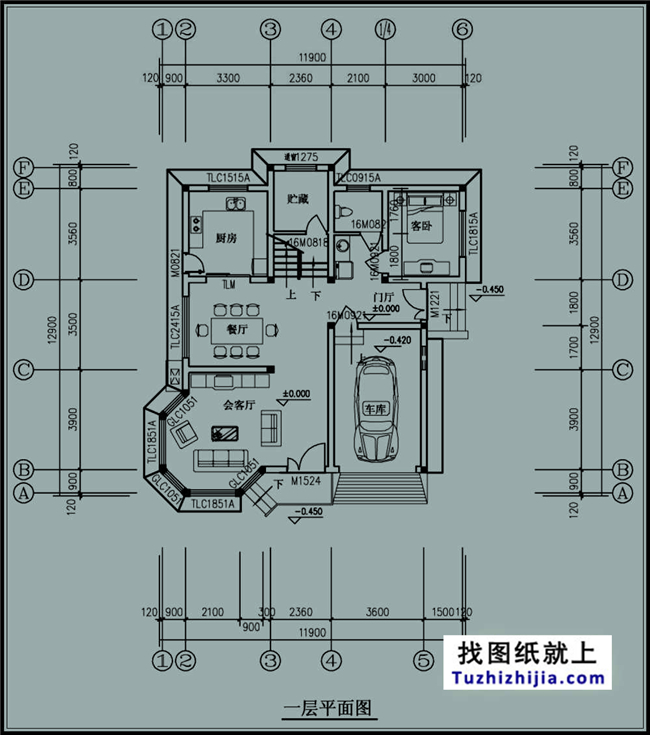 150平方米带车库的三层自建别墅施工图纸,12X13米