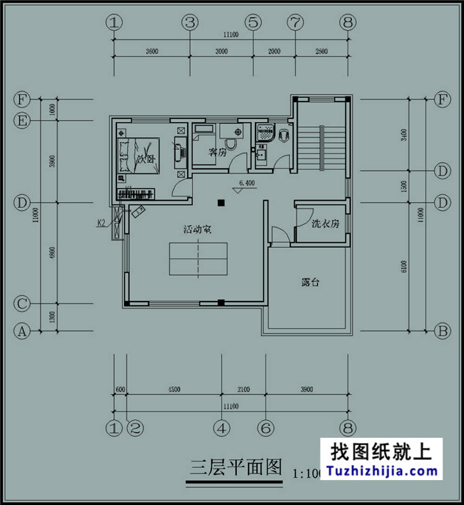 120平方米新农村自建三层别墅施工图纸,11X11米