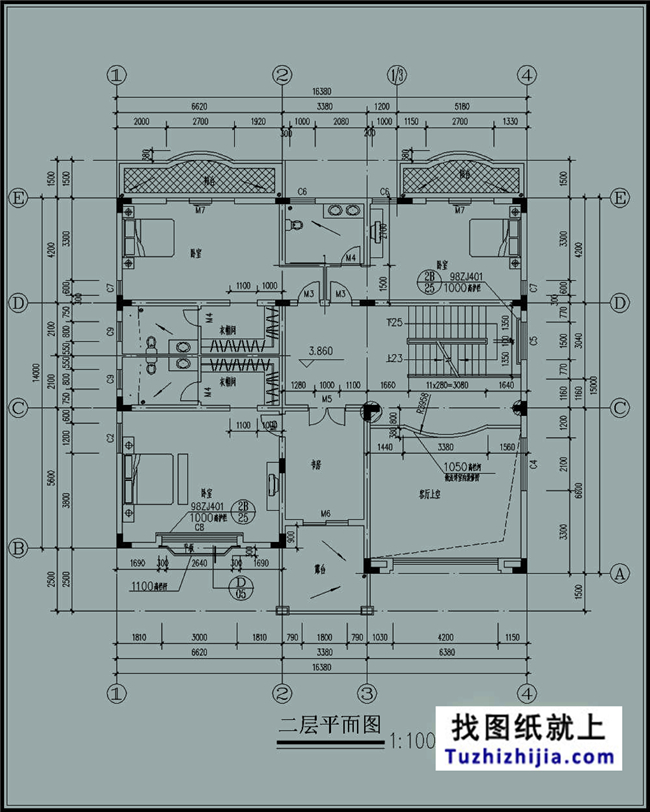 240平方米大气实用农村三层别墅设计施工图纸,16x15米