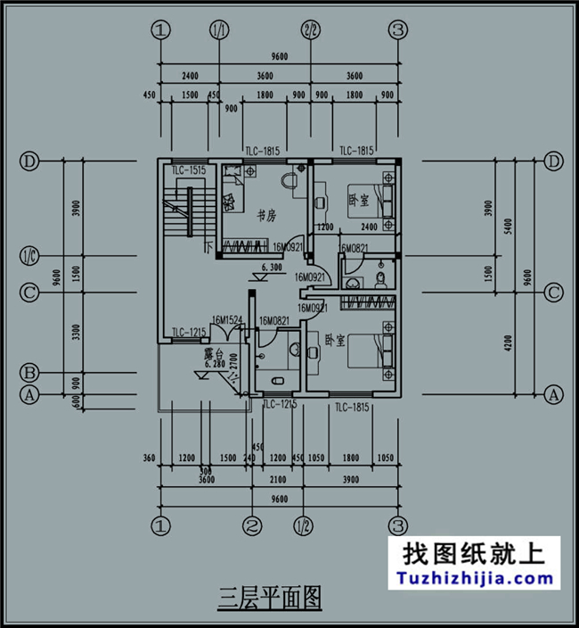 100平方米地中海风格农村三层别墅建筑设计图纸,10X10米