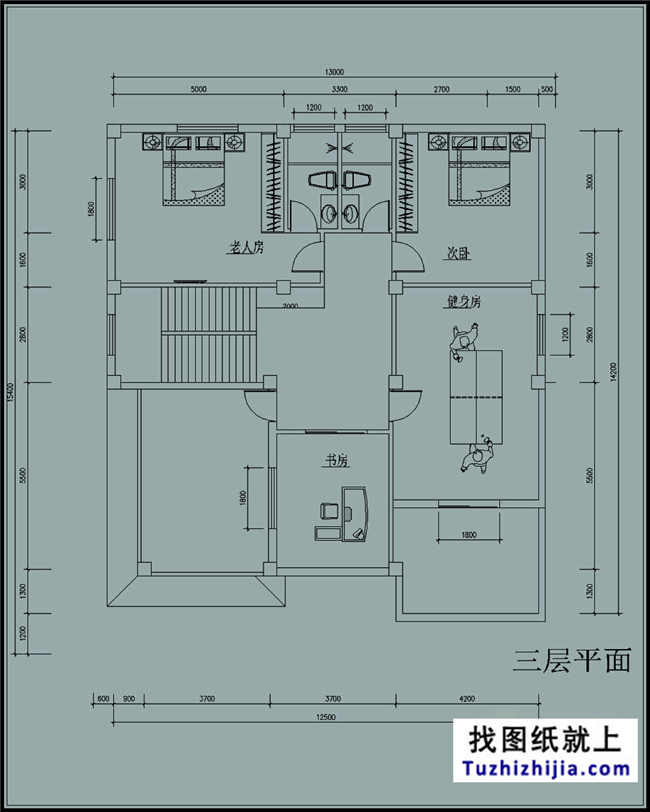 180平方米三層別墅戶型設計圖紙及效果圖,13x16米