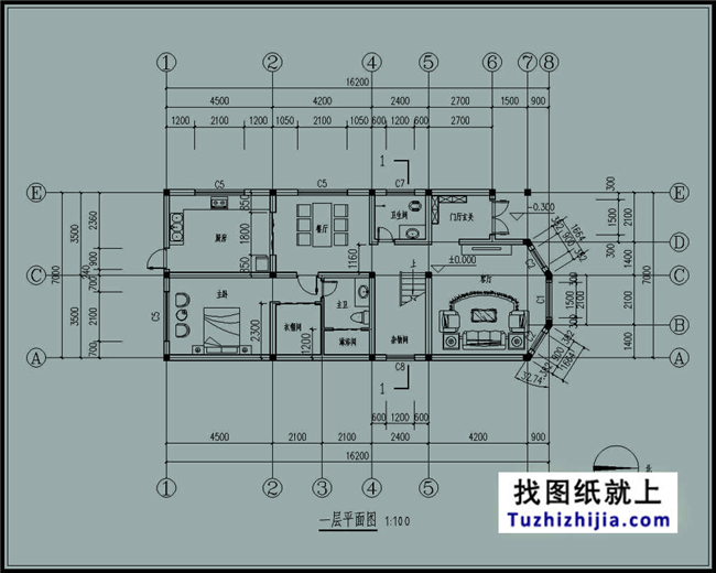 110平方米农村三层别墅设计施工建筑图纸,16X7米