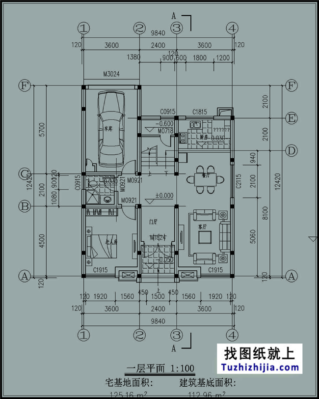 造价:22万,115平方米三层地中海风格农村别墅设计图纸,10x12米