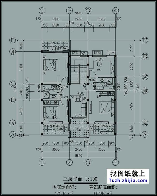 造价:22万,115平方米三层地中海风格农村别墅设计图纸,10x12米