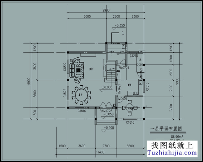 100平米以内的小户型别墅设计施工图纸及效果图