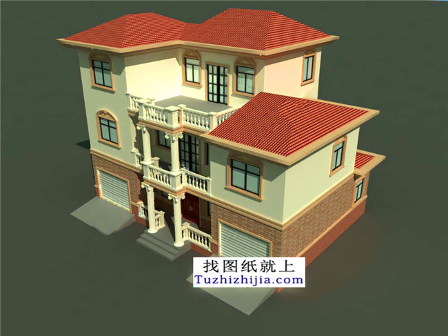 预算造价20多万的新农村三层施工设计图纸及外观效果图