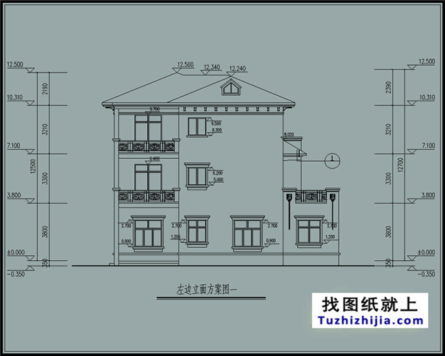 帶閣樓的三層別墅房屋設計圖紙及效果圖