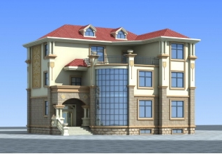 造价65万左右的三层欧式别墅房屋设计施工CAD图纸及效果图