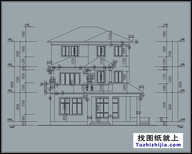 新農村自建三層複式結構房屋別墅設計圖紙及效果圖