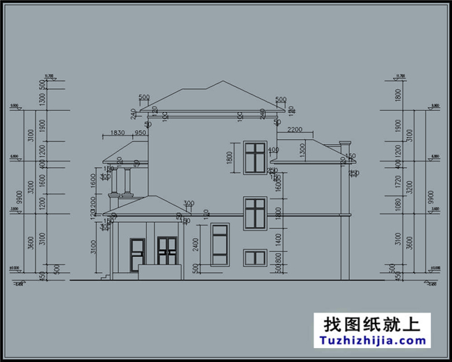 新農村自建三層複式結構房屋別墅設計圖紙及效果圖