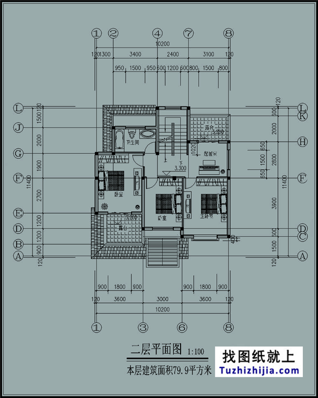 100平米小户型别墅房屋设计施工建筑CAD图纸及效果图