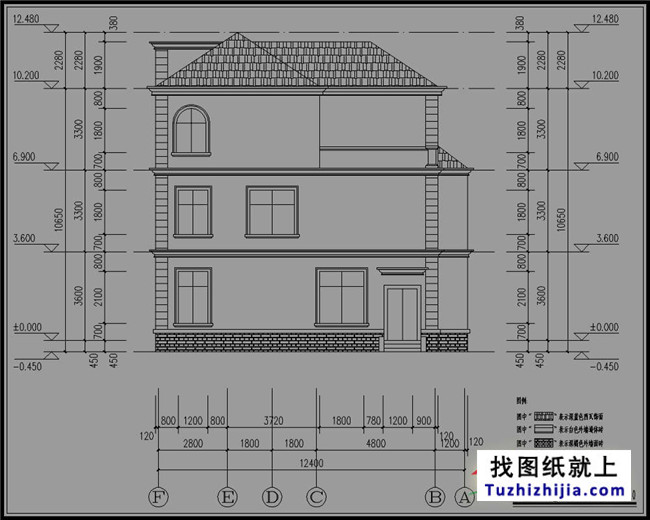 現代三層農村房屋設計圖紙及效果圖,帶全套cad建築圖