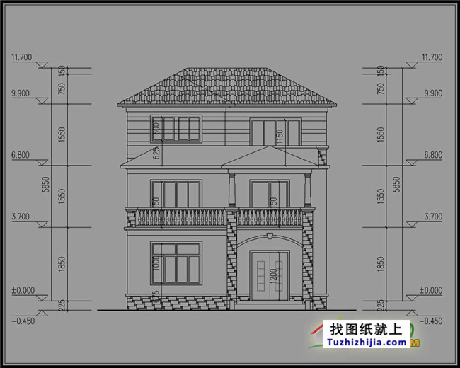 新农村带堂房三层房屋纸,1012=120平方米