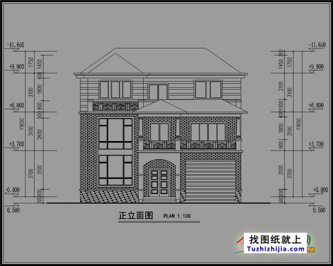 160平方米帶車庫農村三層房屋設計圖紙