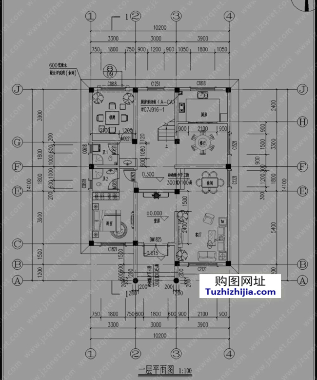 140平方米農村二層房屋建築設計圖紙,10.2x14.2米