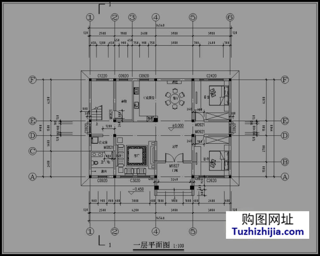 二層別墅設計圖建施圖指(建築說明,每層平面圖,各面立面施工圖,以及