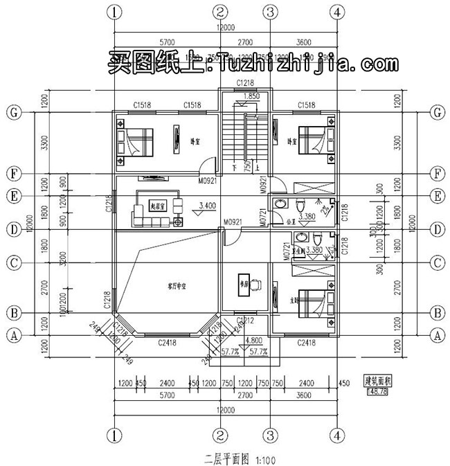 欧式风格三层别墅建筑设计图，复式楼中楼结构