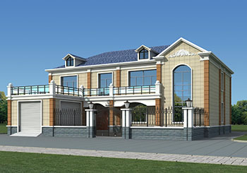 带院子的四间二层别墅房屋设计图，带独立车库