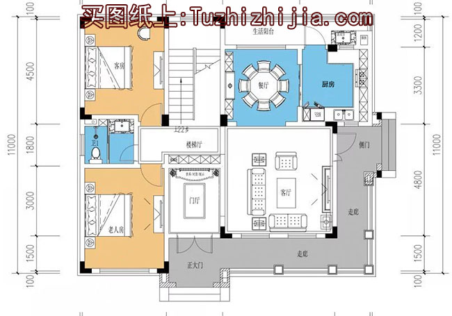 125平两层别墅房屋设计图，带普通和复式两个户型