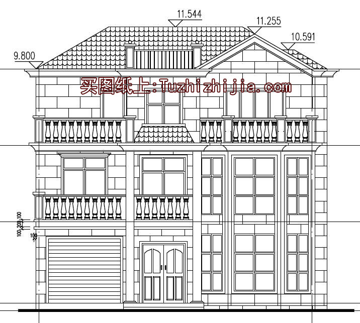 130平方米复式三层别墅房屋设计图,含外观效果图