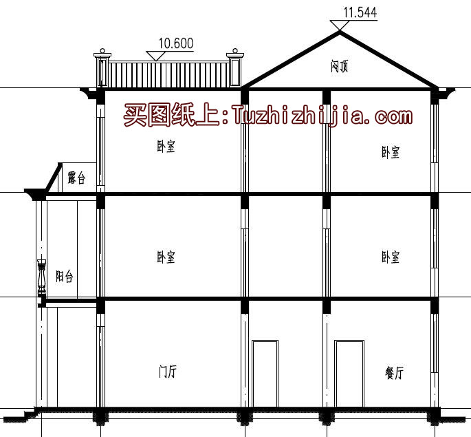 130平方米复式三层别墅房屋设计图,含外观效果图