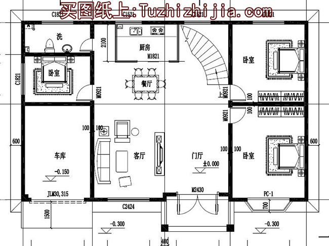 农村四间两层别墅房屋设计图，含外观图片