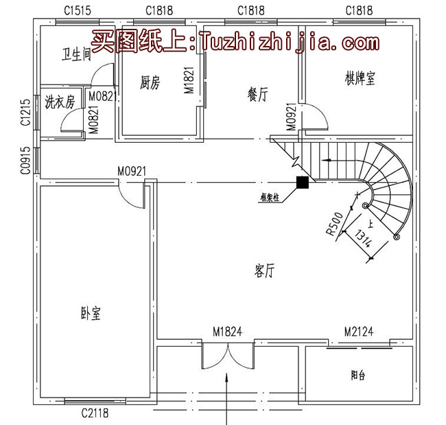 169平方米清新二层别墅建筑设计图纸及效果图13x13米