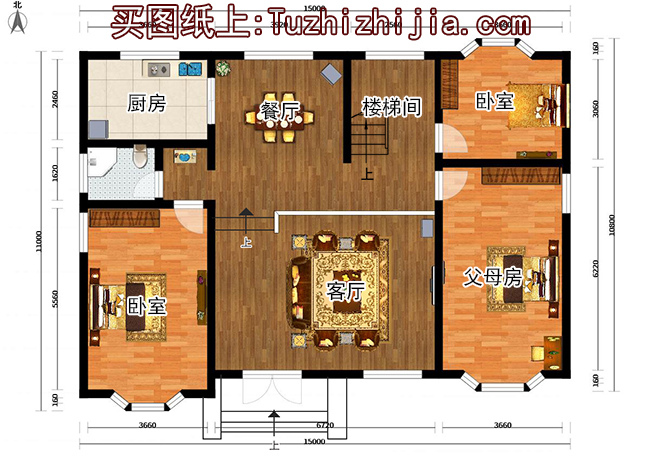 160平方米农村实用型二层自建小别墅设计施工图纸15米*10米
