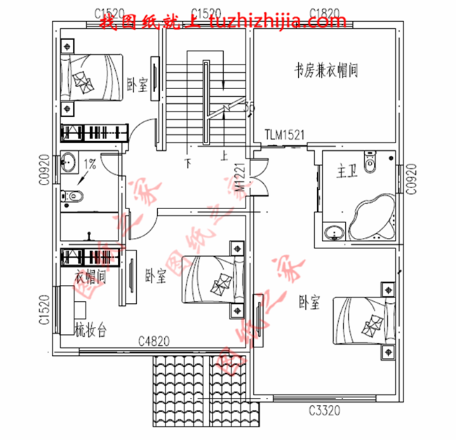 130平米徽式古典风格的三层自建房屋别墅设计图纸，户型合极佳，适合居住