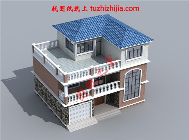 带车库现代三层房屋别墅设计图,占地110平米左右,功能齐全