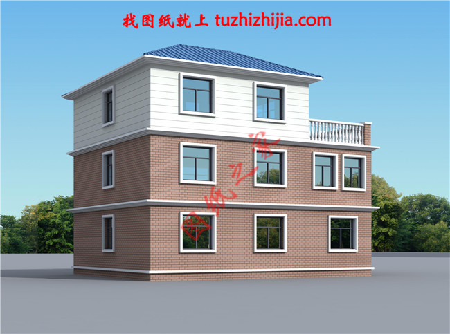 带车库现代三层房屋别墅设计图,占地110平米左右,功能齐全