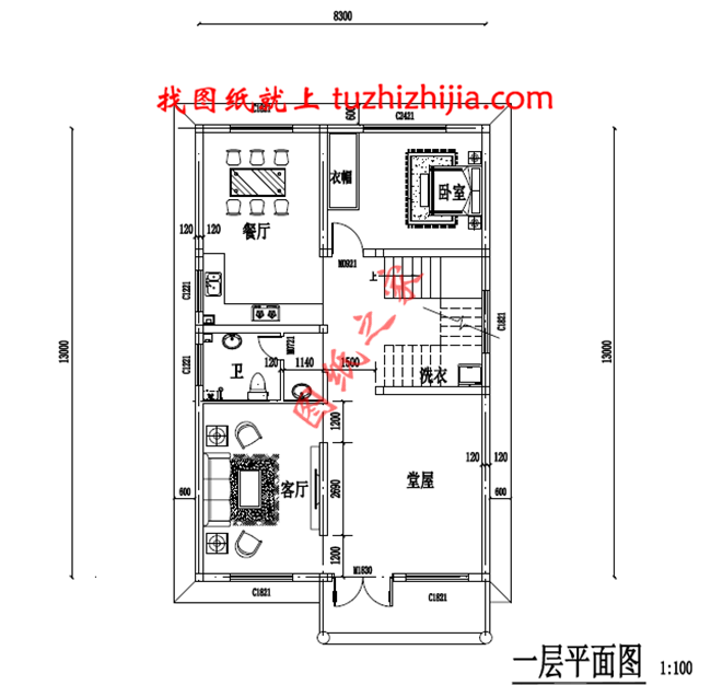 占地100平米三层自建房屋自建别墅设计图，布局合理，功能齐全