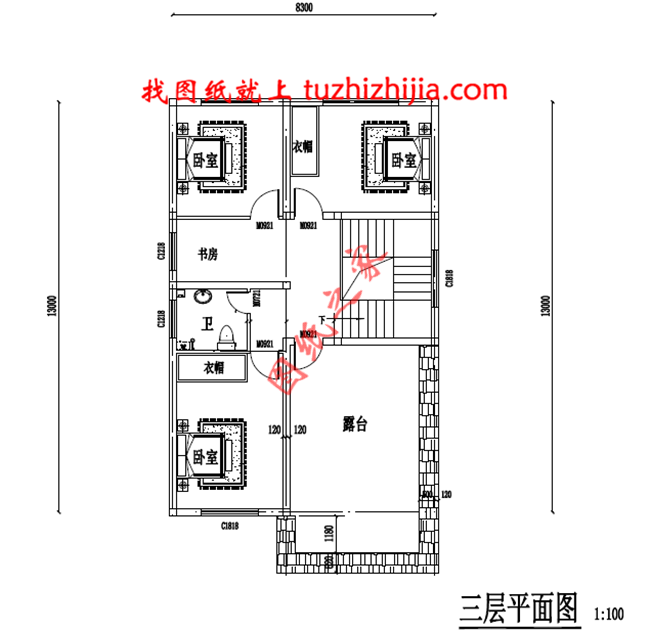 占地100平米三层自建房屋自建别墅设计图，布局合理，功能齐全