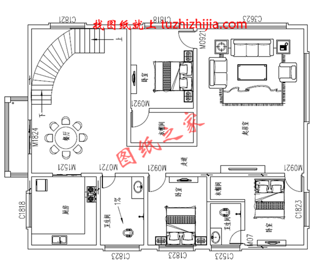 最新款高端大气四层小别墅设计图，一层客厅挑空设计，给您十足的空间感