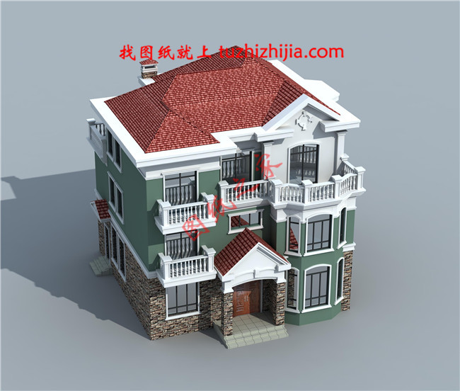 150平米简单大方的三层农村自建房设计图,坡层顶,色彩鲜明,布局合理实用