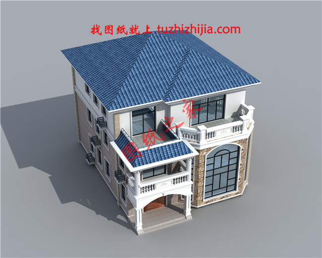 全套三层农村房屋设计图纸，客厅中空，大大的窗户，采光极好，外观上十分耐看