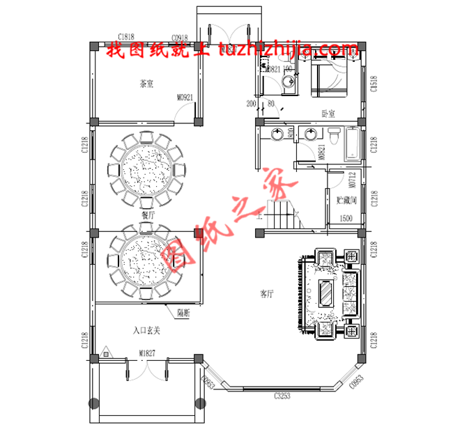 全套三层农村房屋设计图纸，客厅中空，大大的窗户，采光极好，外观上十分耐看