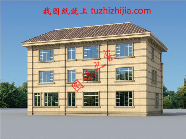 三层农村自建房别墅设计图纸,大厅中空,外观高端大气