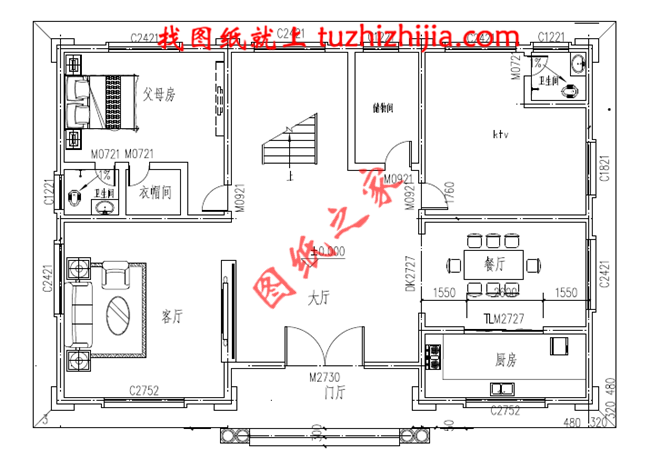 三层农村自建房别墅设计图纸,大厅中空,外观高端大气
