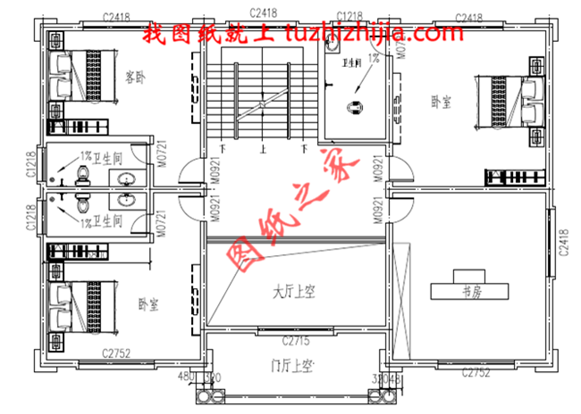 三层农村自建房别墅设计图纸,大厅中空,外观高端大气