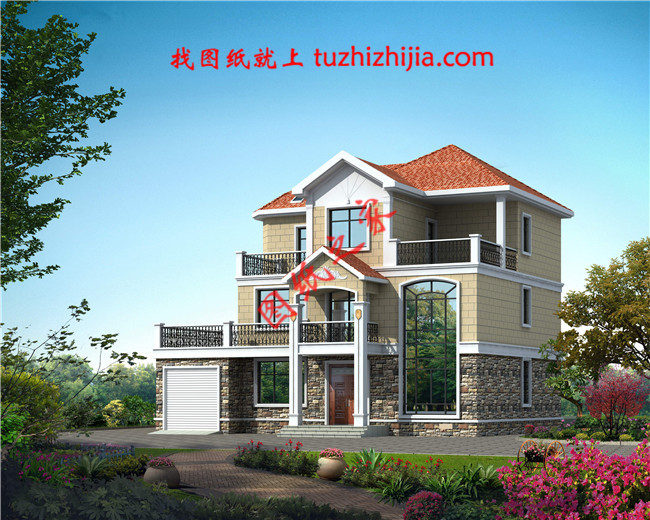 带车库三层自建别墅设计图纸,客厅中空,外观洋气时尚,这款户型非常受欢迎