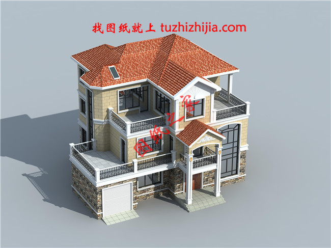 带车库三层自建别墅设计图纸,客厅中空,外观洋气时尚,这款户型非常受欢迎
