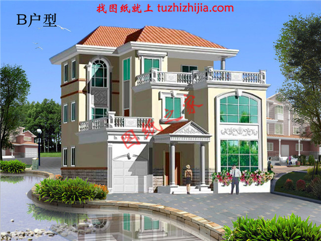 三层带车库楼中楼建房别墅图纸，占地130平米左右，户型室内布局合理